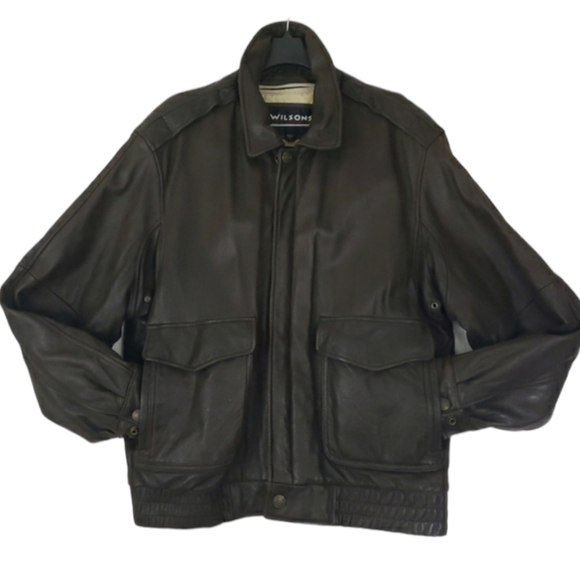 Vtg 80s Wilsons Leather Jacket Men's L A 2 Bomber Flight Motorcycle Brown Heavy. - Picture 15 of 15